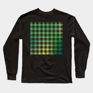 Plaid Pattern Natural Green and Yellow Gradient Long Sleeve T-Shirt